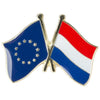 Spilla bandiere incrociate Olanda & Unione Europea