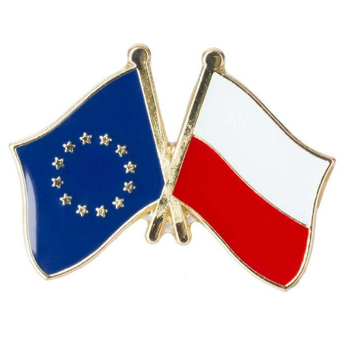 Spilla con bandiere incrociate Polonia & Unione Europea