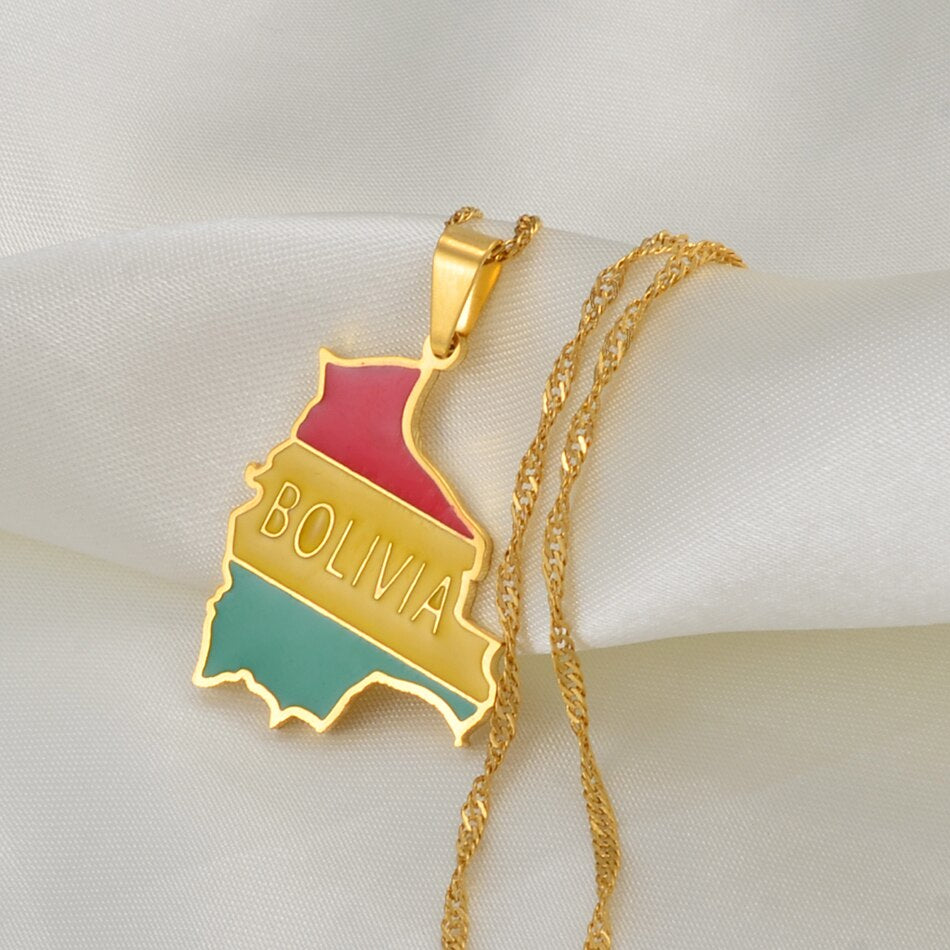 Collana bandiera Bolivia colore oro