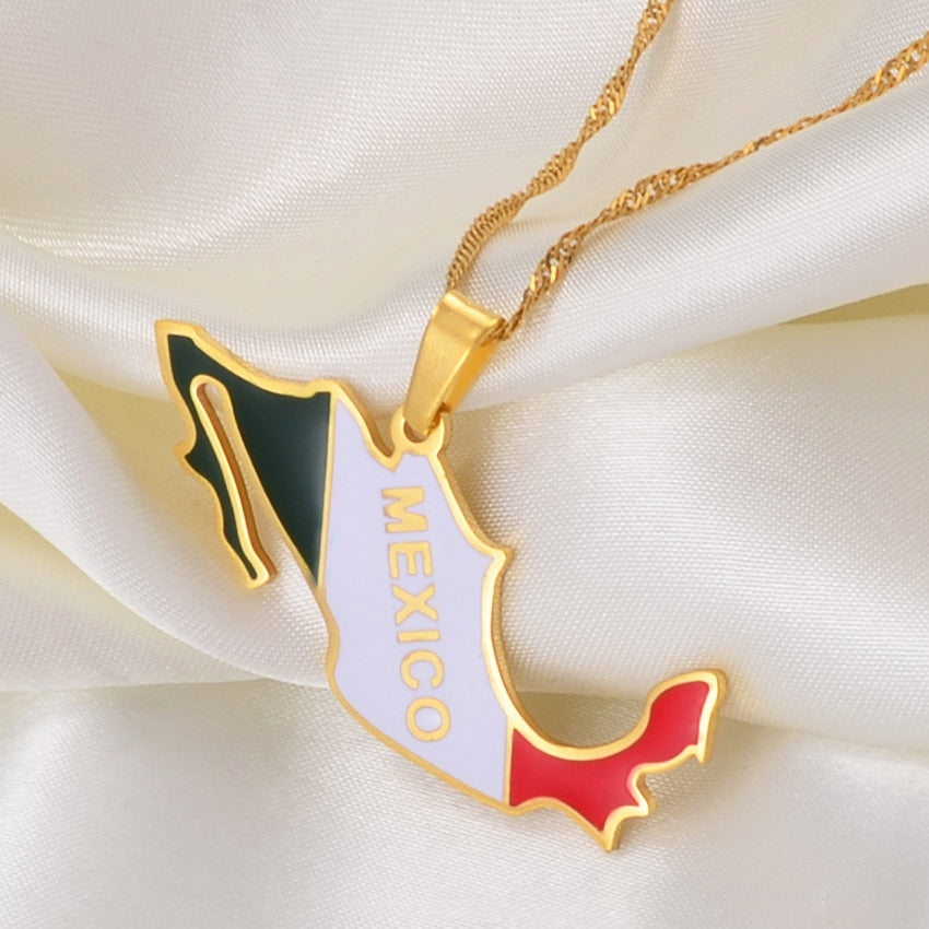 Collana bandiera Messico colore oro