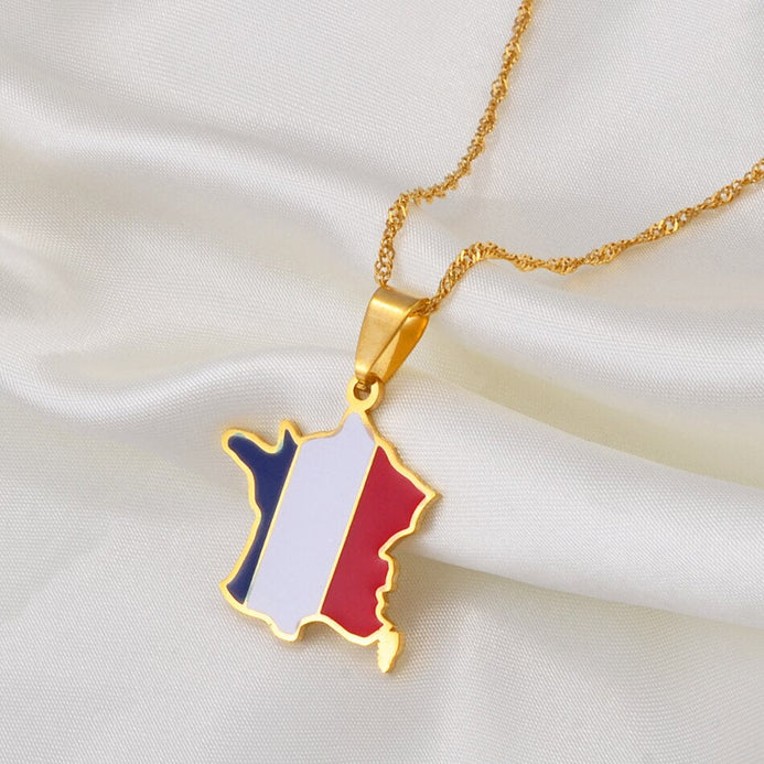 Collana bandiera Francia colore oro