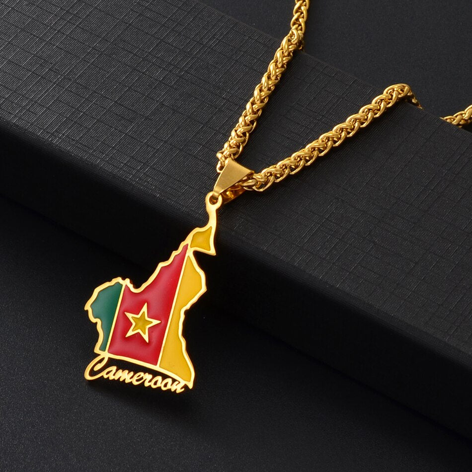 Collana bandiera Camerun colore oro