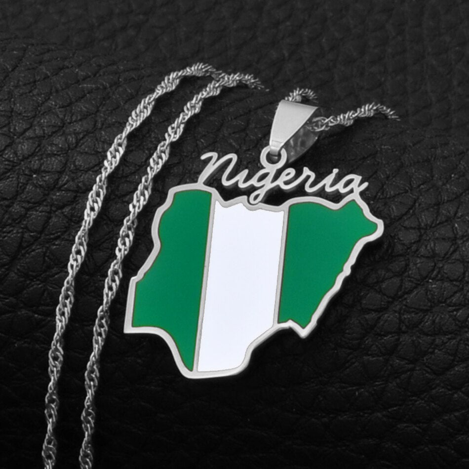 Collana bandiera Nigeria colore argento