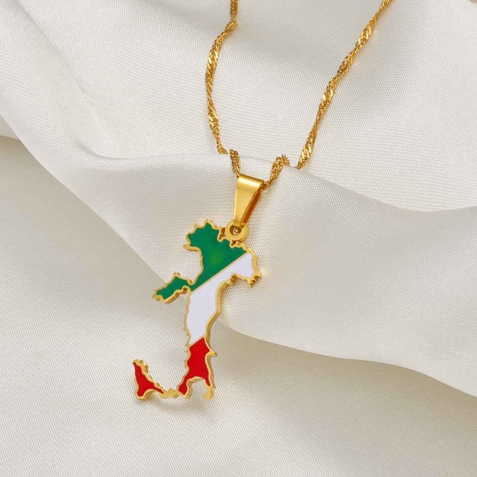 Collana bandiera Italia colore oro