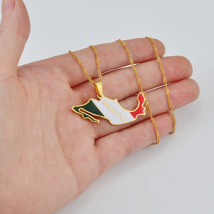 Collana bandiera Messico colore oro