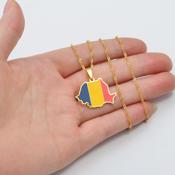 Collana bandiera Romania colore oro