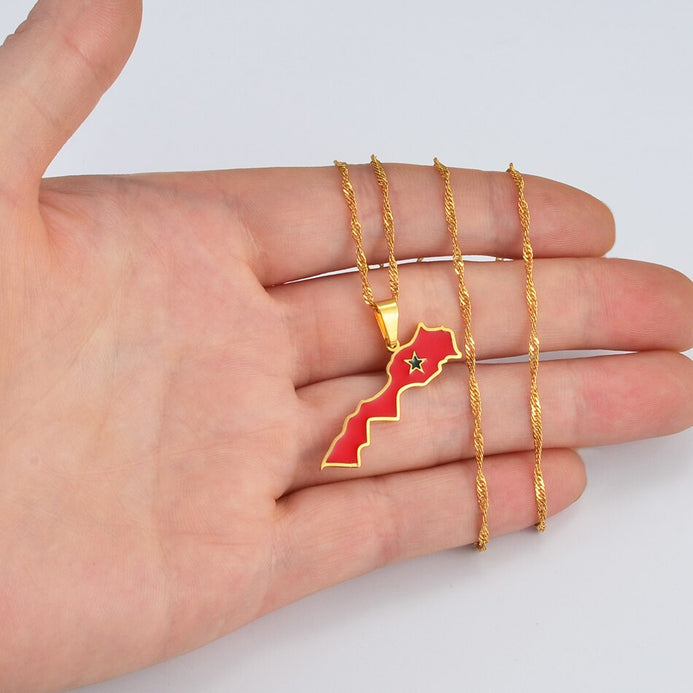 Collana bandiera Marocco colore oro