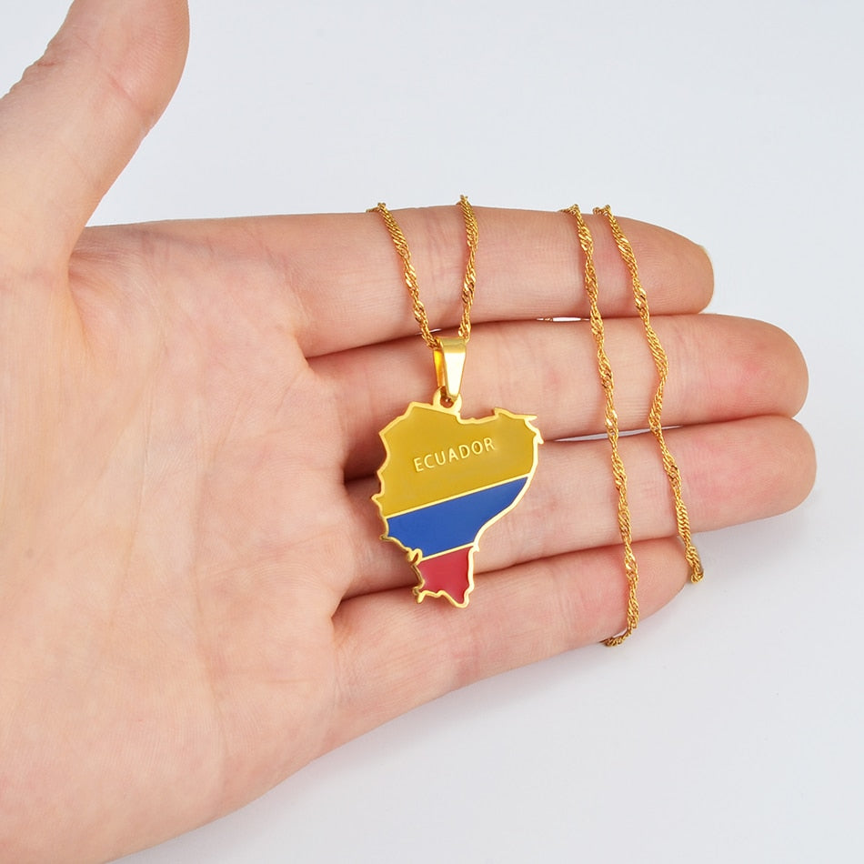 Collana bandiera Ecuador colore oro