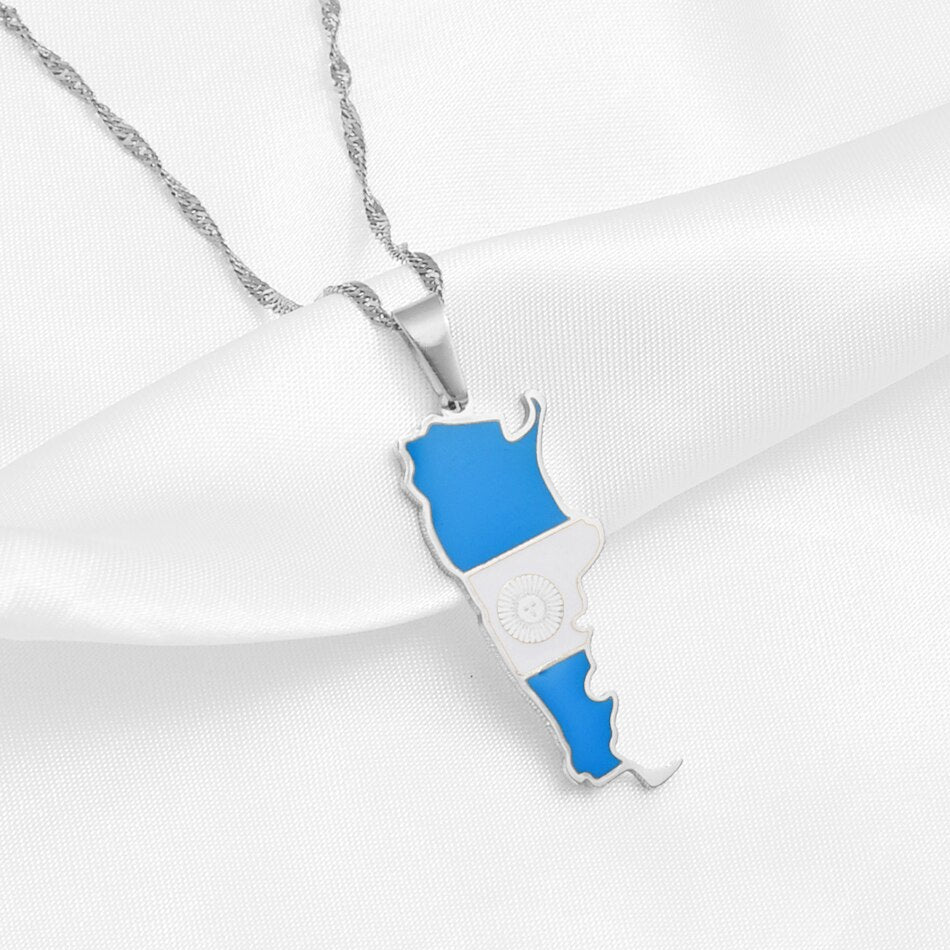 Collana bandiera Argentina colore argento