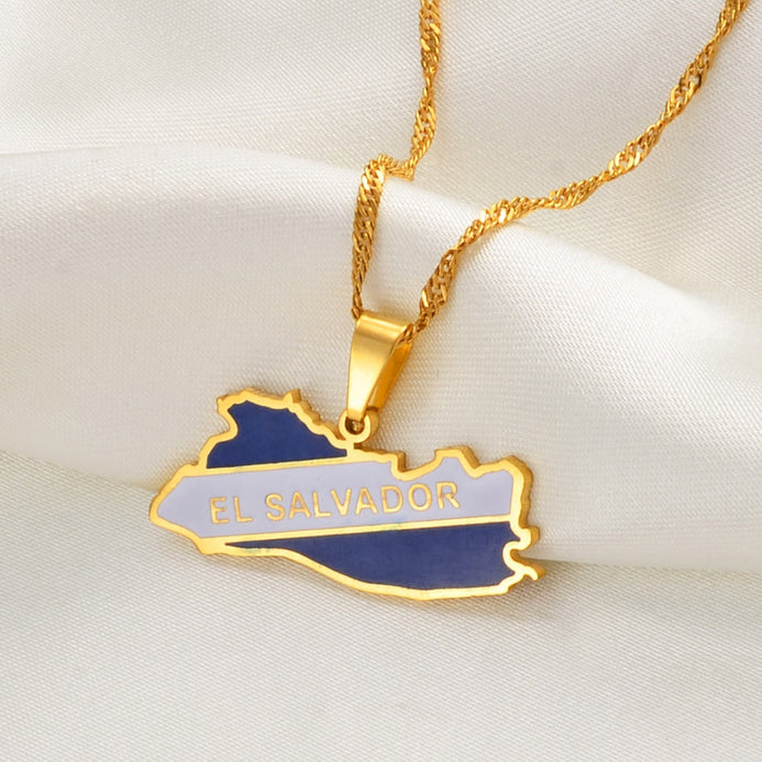 Collana bandiera Salvador colore oro
