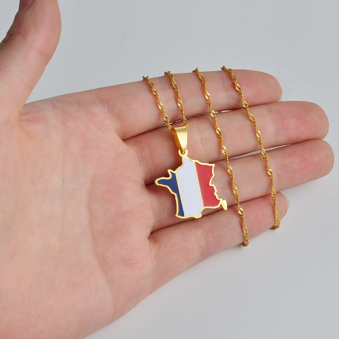 Collana bandiera Francia colore oro