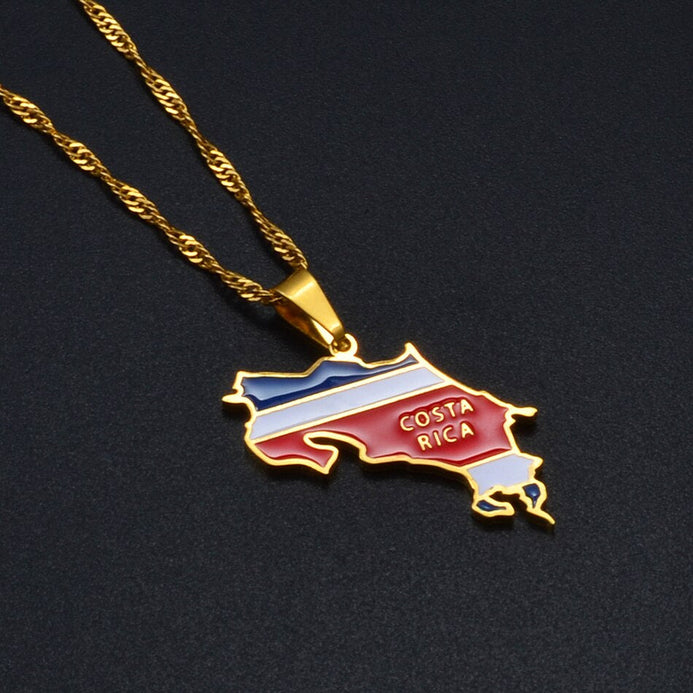 Collana bandiera Costa Rica colore oro