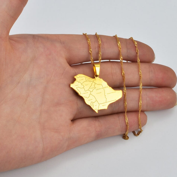 Collana carta Arabia Saudita colore oro