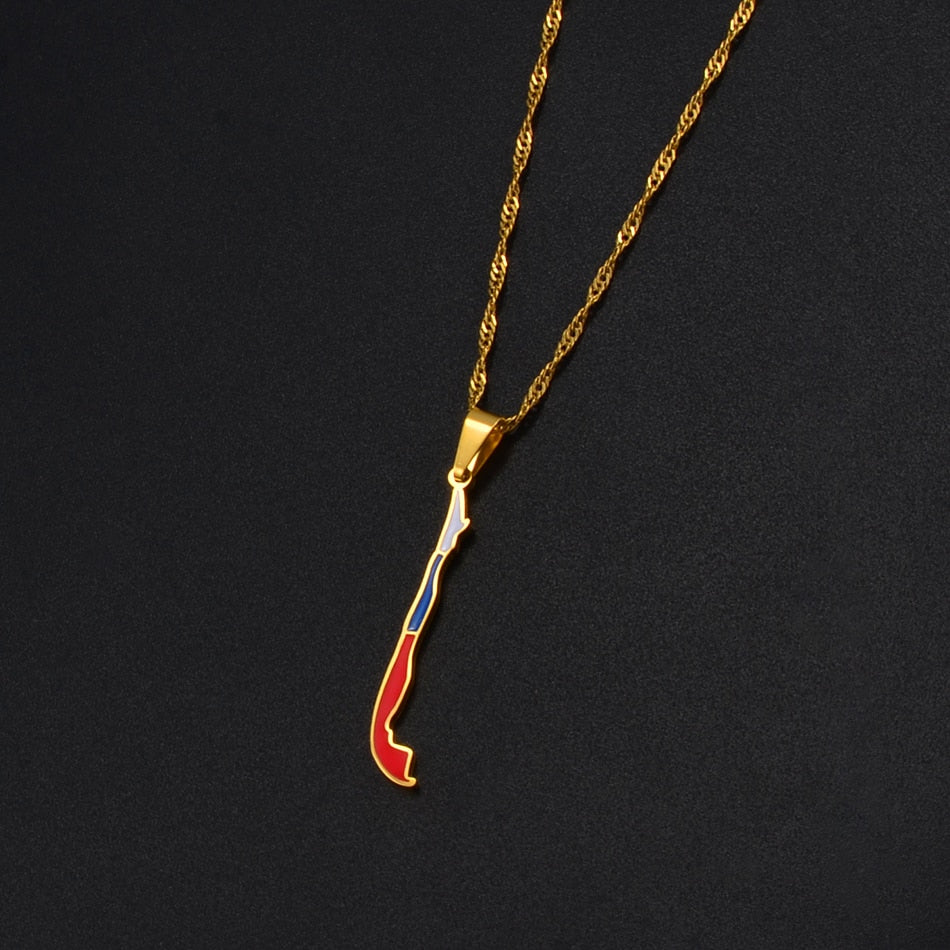 Collana bandiera Cile colore oro
