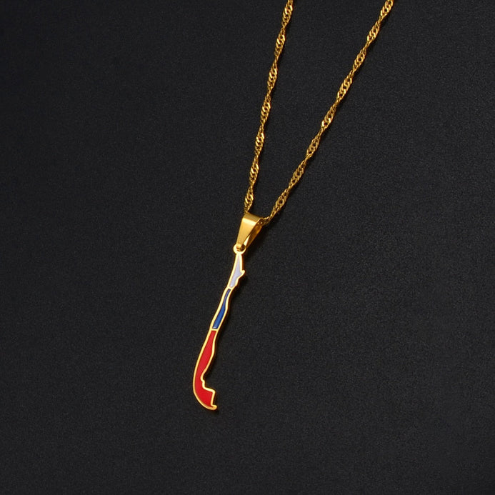 Collana bandiera Cile colore oro
