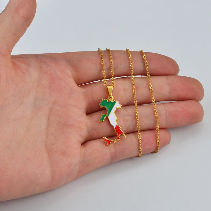 Collana bandiera Italia colore oro