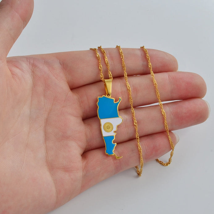Collana bandiera Argentina colore oro