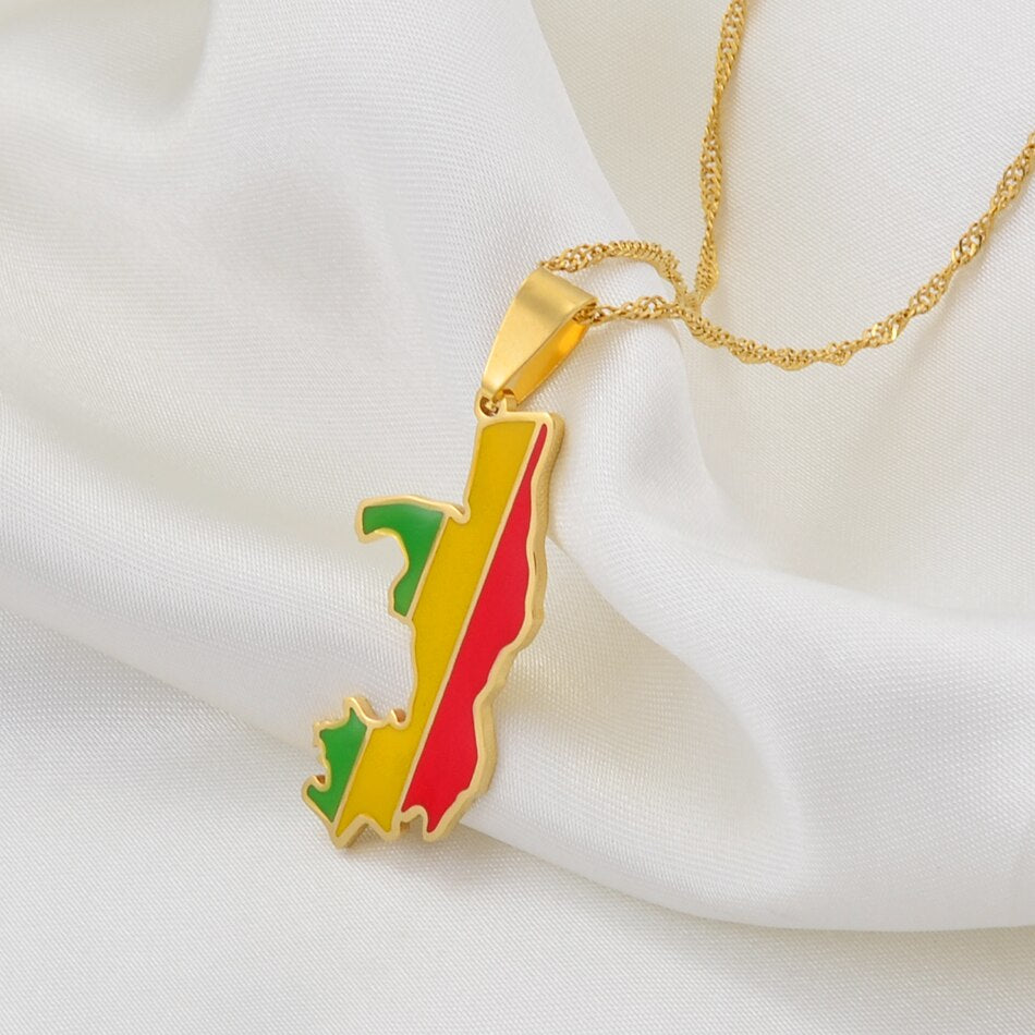 Collana bandiera Repubblica del Congo colore oro