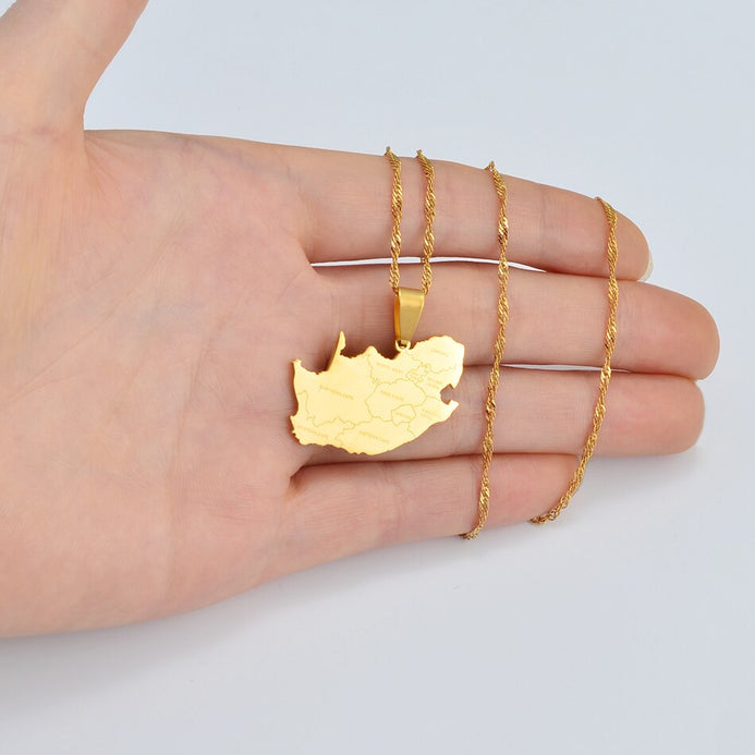 Collana carta Sudafrica colore oro