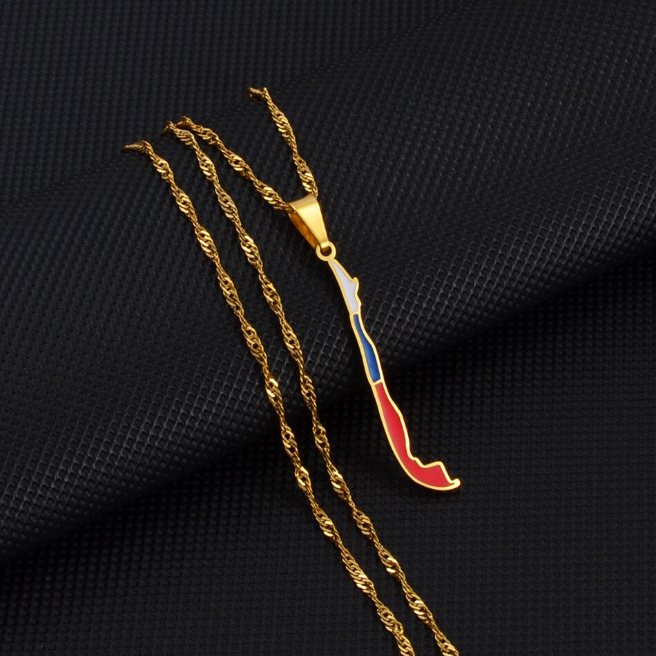 Collana bandiera Cile colore oro