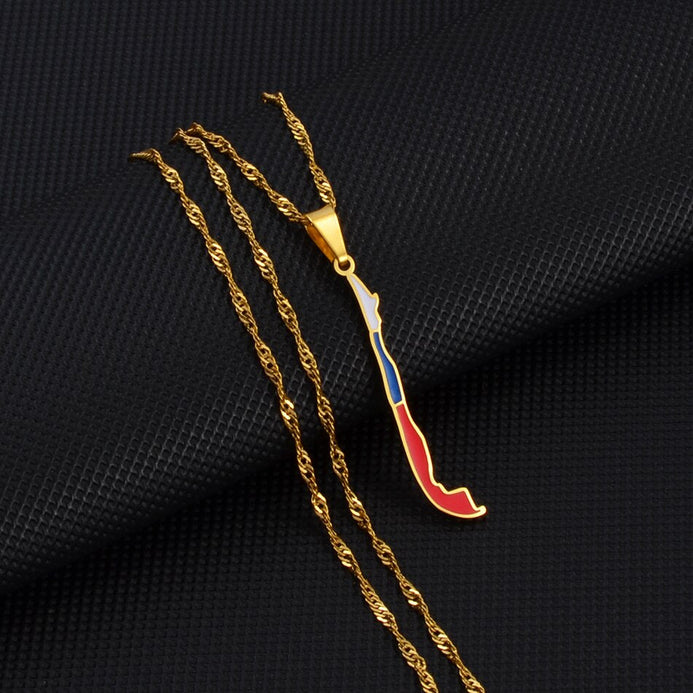 Collana bandiera Cile colore oro