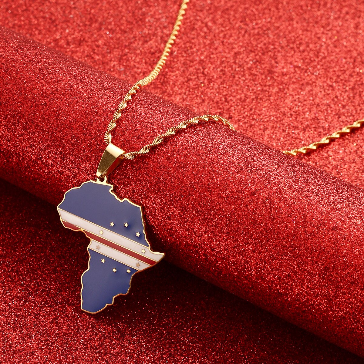 Collana bandiera Capo Verde colore oro