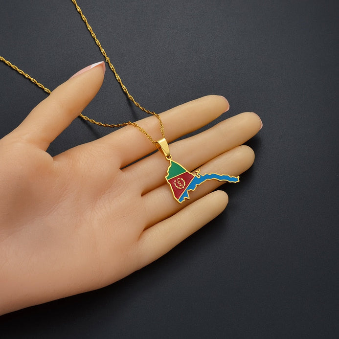 Collana bandiera Eritrea colore oro