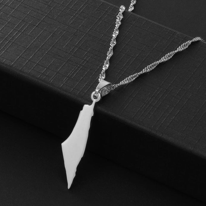 Collana carta Israele colore argento
