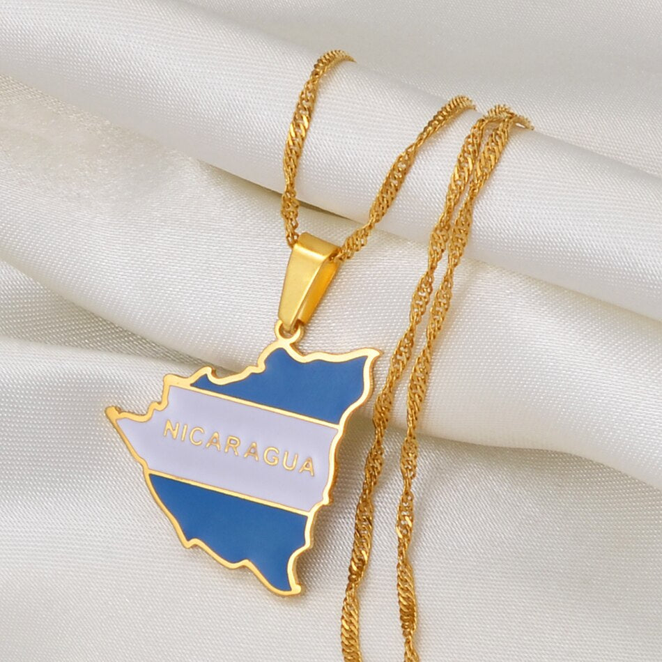 Collana bandiera Nicaragua colore oro