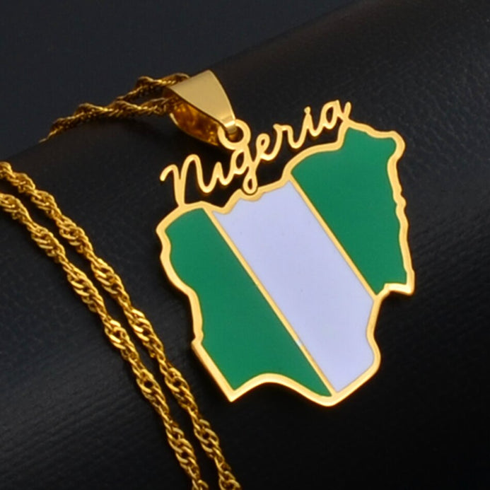 Collana bandiera Nigeria colore oro