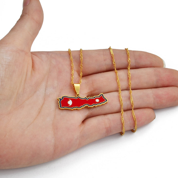 Collana bandiera Nepal colore oro