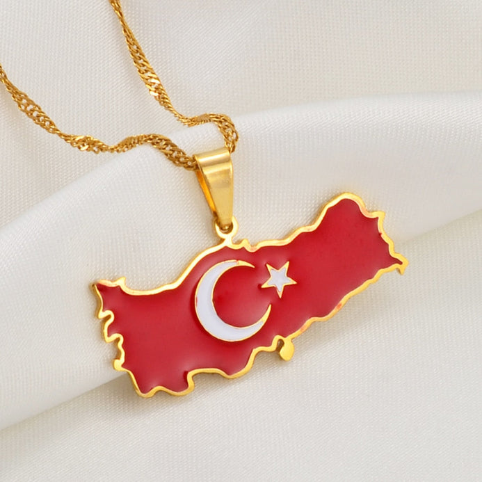 Collana bandiera Turchia colore oro