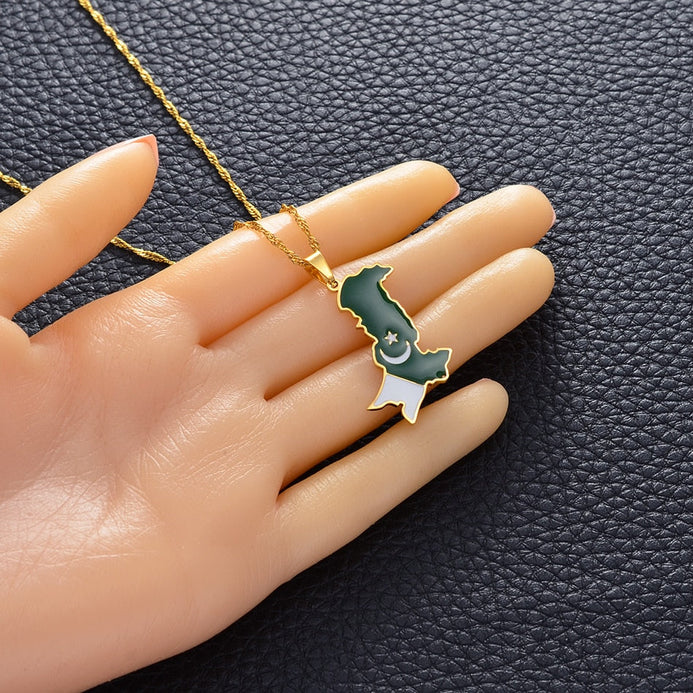 Collana bandiera Pakistan colore oro