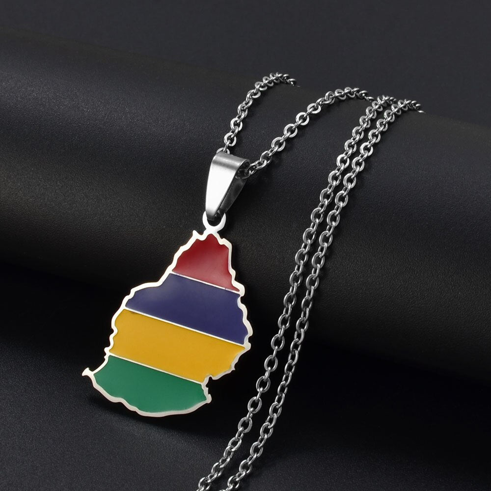 Collana bandiera Mauritius colore argento