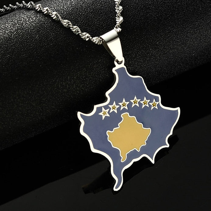 Collana bandiera Kosovo colore argento