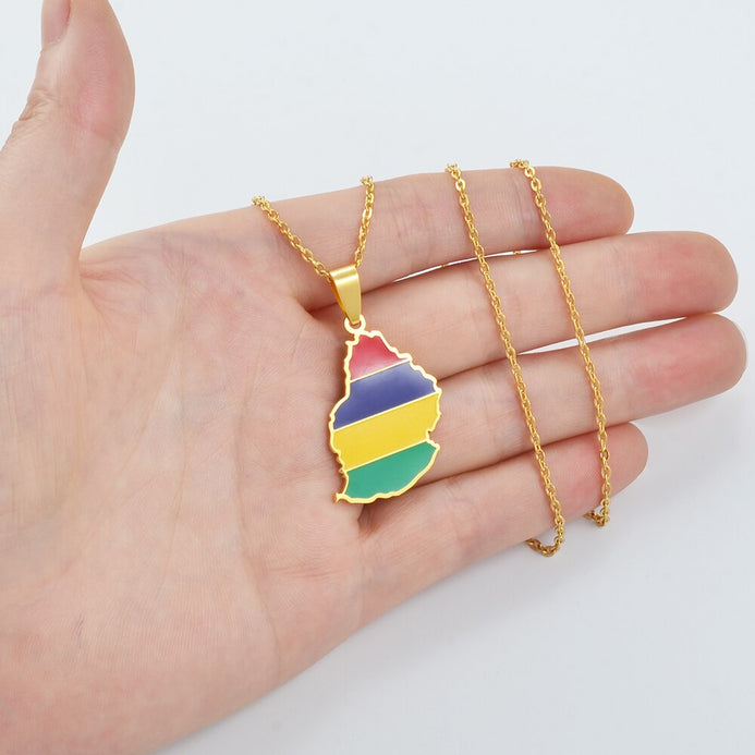 Collana bandiera Mauritius colore oro