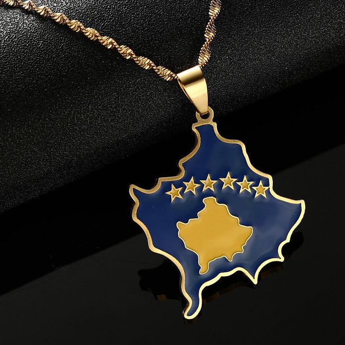 Collana bandiera Kosovo colore oro